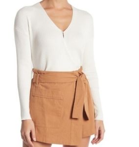 Elodie ribbed faux wrap ivory sweater size medium